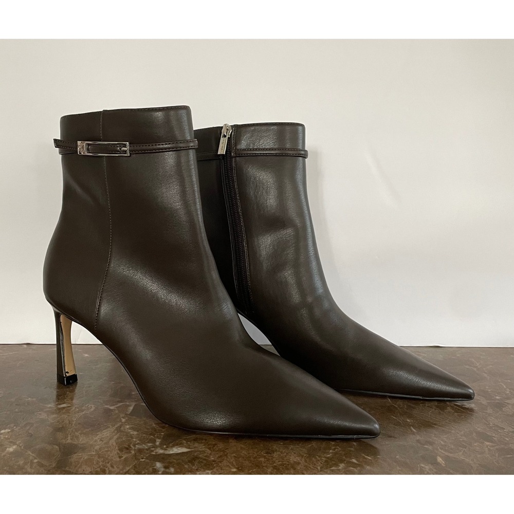 Calvin Klein Womens Alenna Brown‎ Pointed Toe Stiletto Ankle Boots Luxury 10M